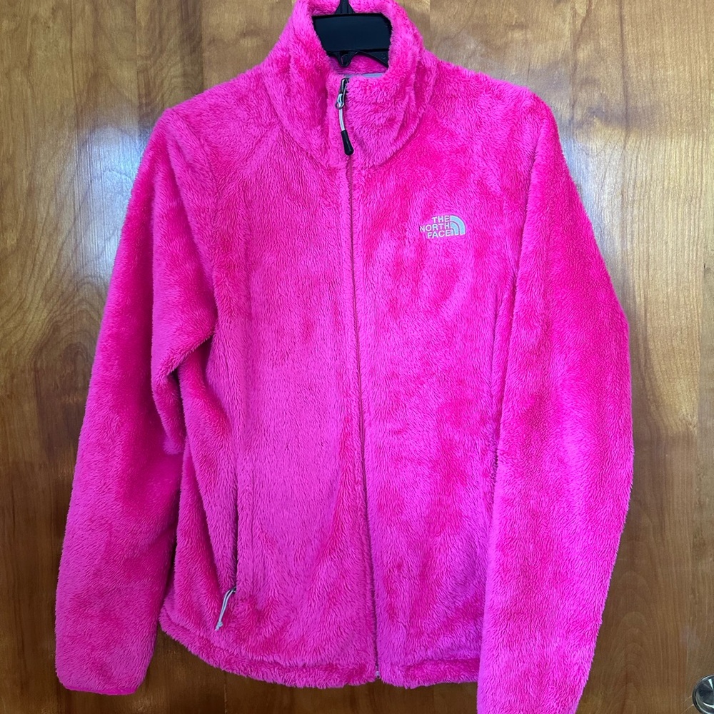Pink Fuzzy North Face Jacket